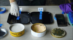 同一時間使用蜜蠟250的模具在差不多2秒后就掉落在桌面上，但使用常規蠟的模具還是牢牢地穩固貼在模具上，附著力十分強，由此可見使用蜜蠟250的脫膜效果更勝一籌。